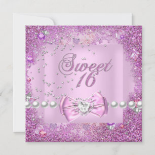 Sweet 16 Sweet Sixteen Pretty Pink Pearl Invitation