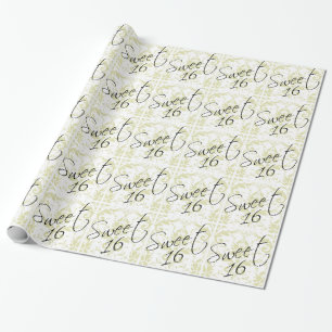 Sweet 16 Taupe Tan Damask Girly Birthday Party Wrapping Paper
