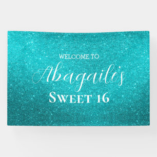 Sweet 16   Teal Glitter Banner