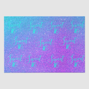 Sweet 16 Teal Purple Glitter Girls Birthday Party Tissue Paper
