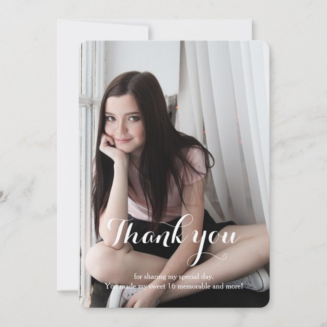 Sweet 16 Thank You blue Card (Front)