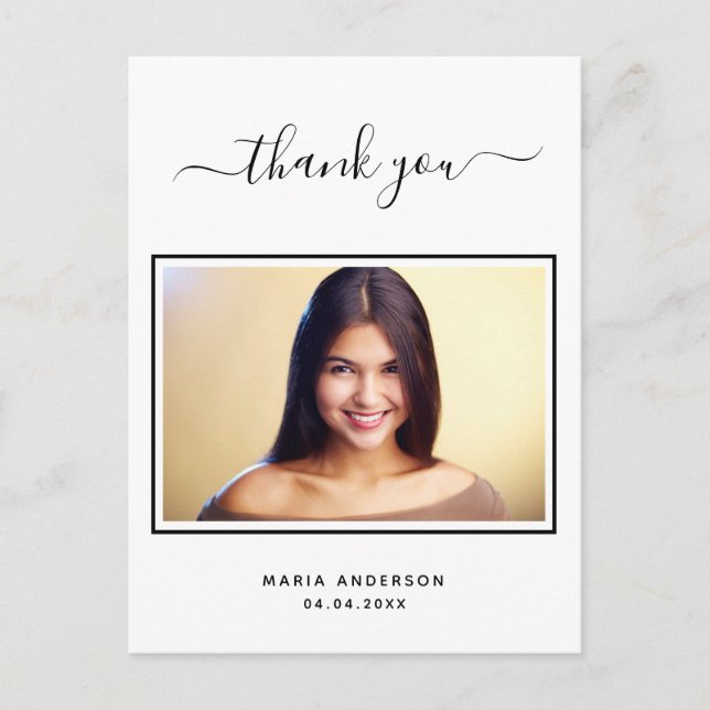 Sweet 16 thank you custom photo black white postcard (Front)