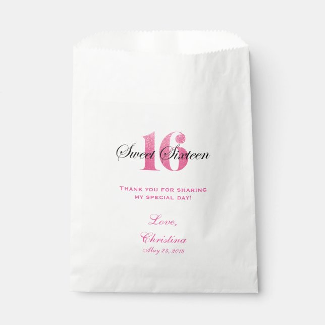 Sweet 16 Thank You Favour Candy Bar Buffet Bag (Front)