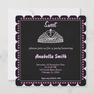 Sweet 16 tiara invitation