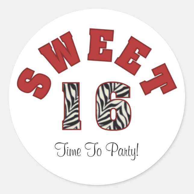 Sweet 16, Time To Party! Stickers (Front)