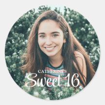 Sweet 16 Trendy Script Photo Thank You