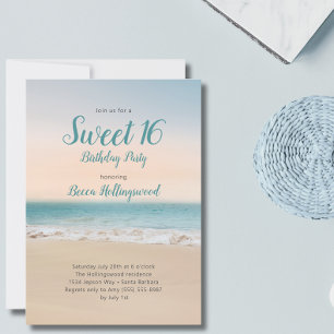 Sweet 16 Tropical Beach Theme Party  Invitation