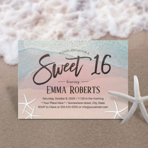 Sweet 16 Tropical Summer Beach Birthday Party Invitation