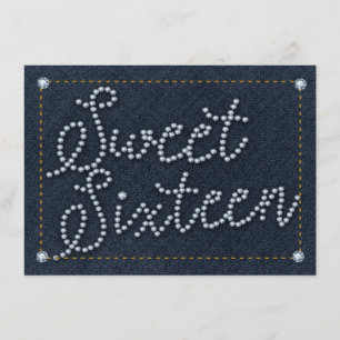 SWEET 16 Type Denim & Diamonds Party Invitation