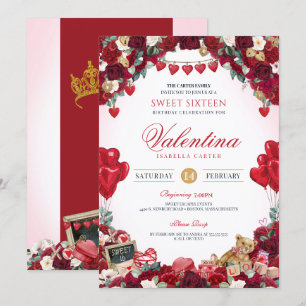 Sweet 16 Valentine's Birthday Party Invitation