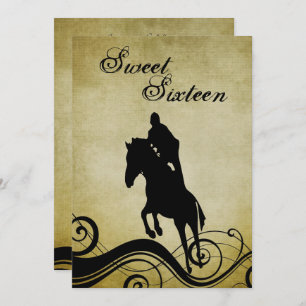 Sweet 16 Vintage Horse Jumping Birthday Invitation