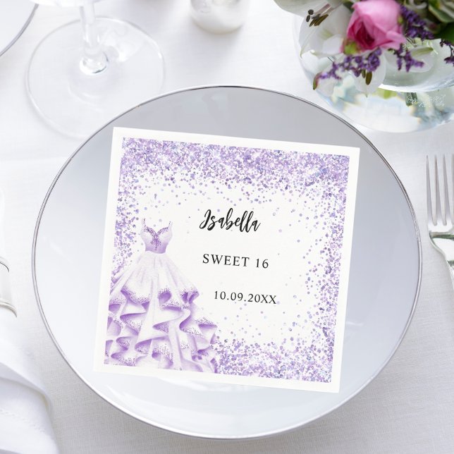 Sweet 16 violet white dress napkin (Creator Uploaded)