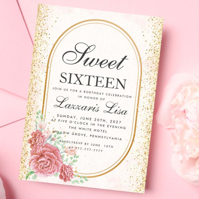 Sweet 16 Watercolor Floral Surprise birthday party Invitation (Creator Uploaded)