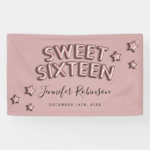 Sweet 16 Welcome Rose Gold Birthday Balloons Banner