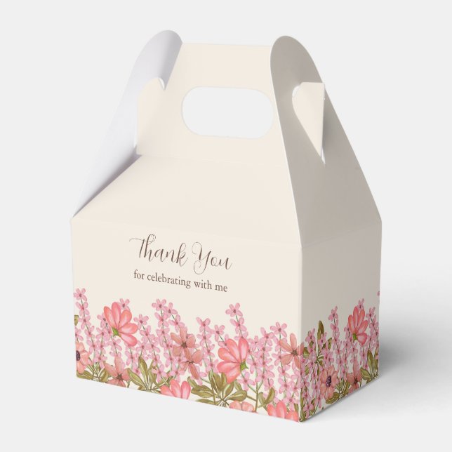 Sweet 16 Wildflowers Birthday Party Pink Pretty Favour Box (Front Side)