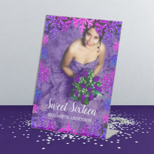 Sweet 16 Winter Snowflake Birthday Pedestal Sign