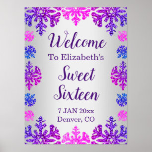 Sweet 16 Winter Snowflake Birthday Poster