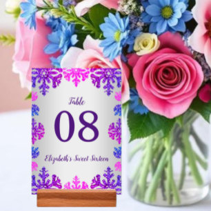 Sweet 16 Winter Snowflake Birthday Table Number