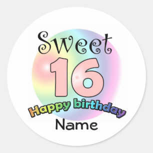 Sweet 16 (with name)  classic round sticker