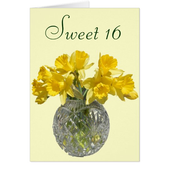 Sweet 16 Yellow Daffodil Bouquet Card