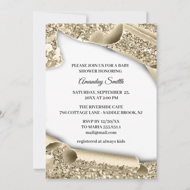Sweet 16th 15th Bridal Shower 3D Gold Glitter Invitation (Back)