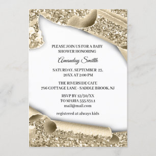 Sweet 16th 15th Bridal Shower 3D Gold Glitter Invitation