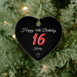 sweet 16th Birthday Black Shadow Monogram Ceramic Ornament