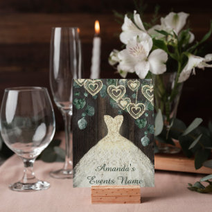 Sweet 16th Birthday BRIDAL Dress Green Rustic Wood Invitation