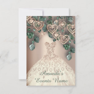 Sweet 16th Birthday BRIDAL Dress ROSE Gold Mint Invitation