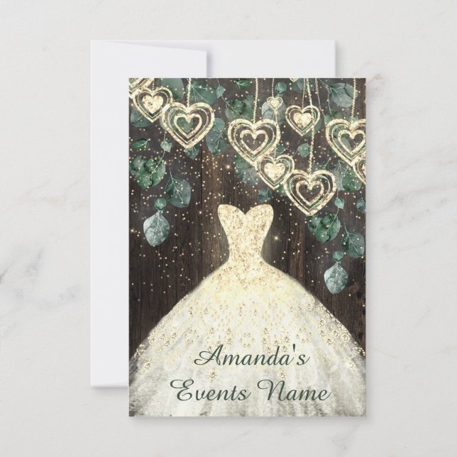 Sweet 16th Birthday BRIDAL Rustic Gold Confetti Invitation (Back)