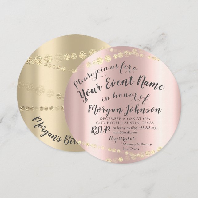 Sweet 16th Birthday Confetti Rose 15th Bridal Invitation (Front/Back)