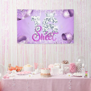 Sweet 16th Birthday Decorations for Girl Rose Gold Banner