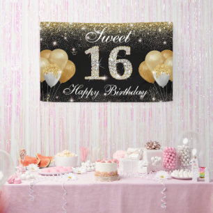 Sweet 16th Birthday Decorations for Girls Happy 16 Banner