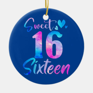 Sweet 16th Birthday Party Celebration Sixteen Ceramic Ornament