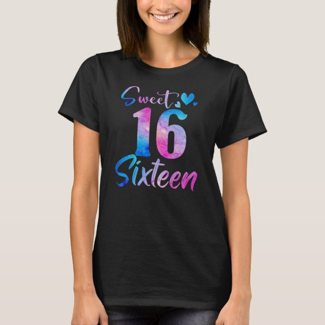 Sweet 16th Birthday Party Celebration Sixteen T-Shirt (Front)