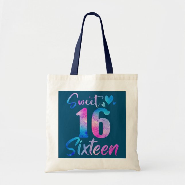 Sweet 16th Birthday Party Celebration Sixteen Tote Bag (Front)