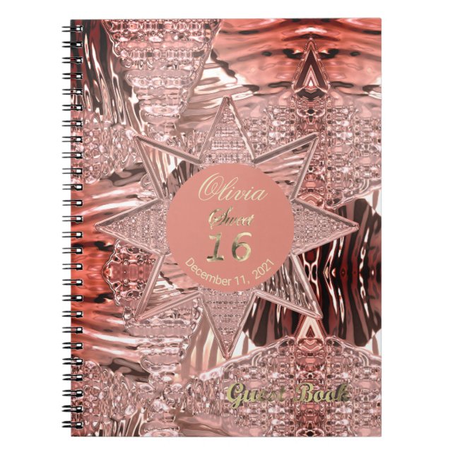 Sweet 16th Birthday Party Guest Book Rose Gold (Front)