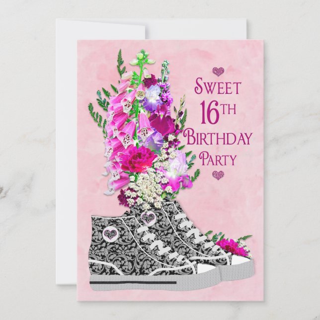 Sweet 16th Birthday Party Invitation,  Sneakers Invitation (Front)
