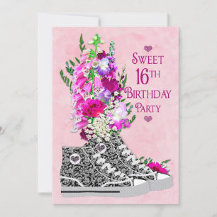 Sweet 16th Birthday Party Invitation,  Sneakers Invitation