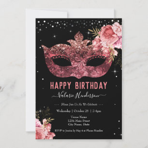 Sweet 16th Birthday Party Masquerade Invitation