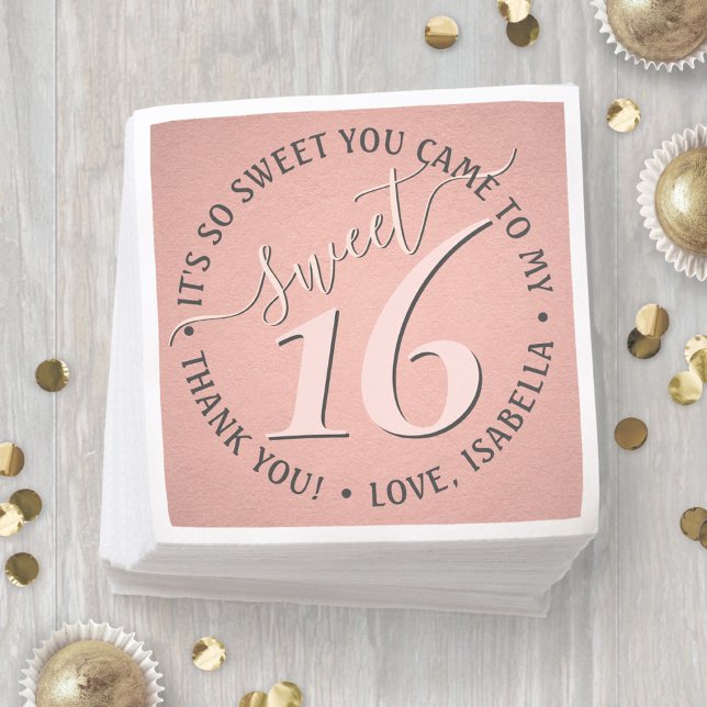 Sweet 16th Birthday Party Modern Glam Girly Pink Napkin (Creator Uploaded)