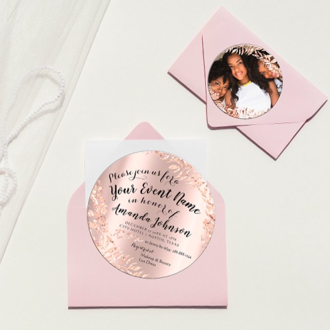 Sweet 16th Birthday  Photo Floral  Rose Pink Royal Invitation (Creator Uploaded)