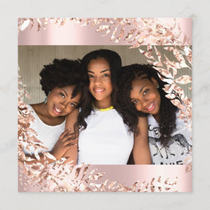 Sweet 16th Birthday  Photo Floral  Rose Pink Royal Invitation