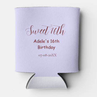 Sweet 16th birthday purple pastel mauve retro name can cooler
