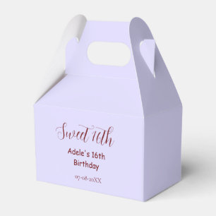Sweet 16th birthday purple pastel mauve retro name favour box