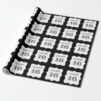 Sweet 16th birthday wrapping paper, black & white paper