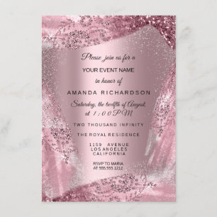 Sweet 16th Bridal Diamond Dress Rose Quineanera Invitation