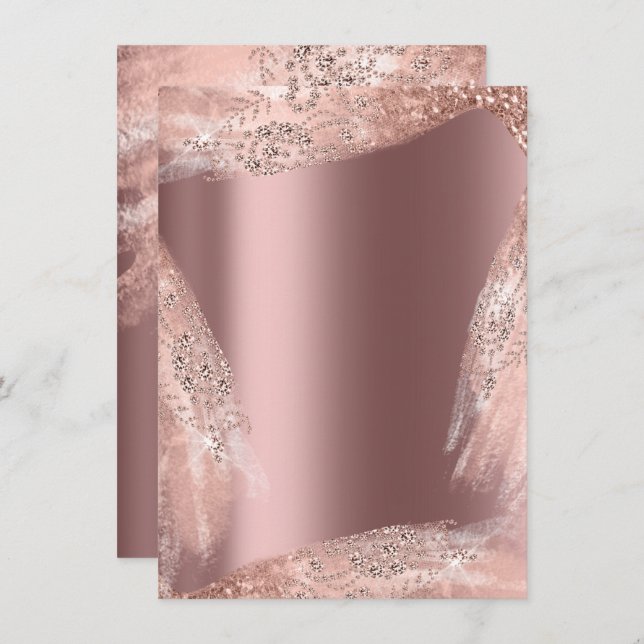 Sweet 16th Bridal Dress Rose Diamond Sparkly Invitation (Front/Back)