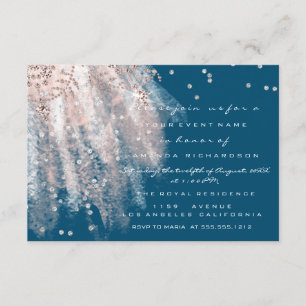 Sweet 16th Bridal Dress  Rose Gold Blue Navy Invitation
