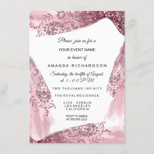 Sweet 16th Bridal Pink Dress Rose Quineanera White Invitation